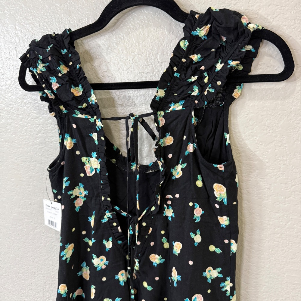 Free People Floral Polka Dot Mini Dress Black Ruffles Cottage Whimsigoth S NWT - Picture 10 of 10